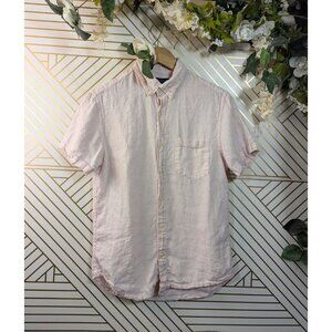 J. Crew Men's Pink Linen Short Sleeve Button Down Shirt Collared H4802 Size SM